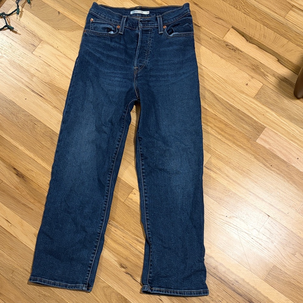 Women’s Levi  Dark Blue Straight-Leg Jeans
